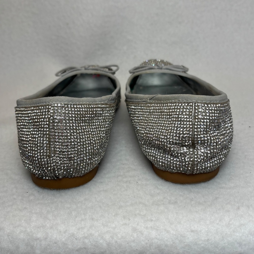 Steve Madden Ballet Flats 7.5 Silver Rhinestone Bow Sparkle Party Glam Y2K - Picture 10 of 11
